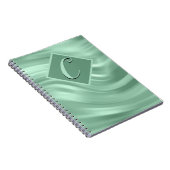 Elegant Chic Blauwgroen Swirl Monogram Modern Notitieboek (Rechterzijde)