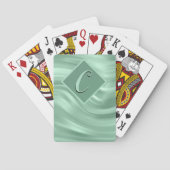 Elegant Chic Blauwgroen Swirl Monogram Modern Pokerkaarten (Achterkant)