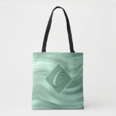 Elegant Chic Blauwgroen Swirl Monogram Modern Tote Bag (Voorkant)
