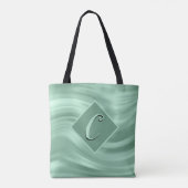 Elegant Chic Blauwgroen Swirl Monogram Modern Tote Bag (Achterkant)