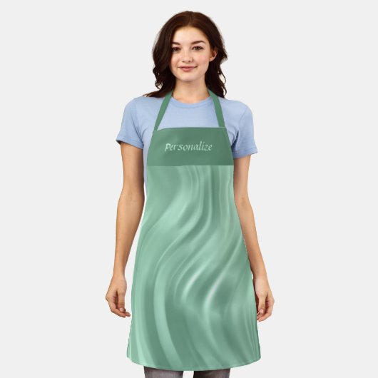 Elegant Chic Blauwgroen Swirl Patroon Persoonlijk  Schort (Gedragen)