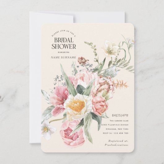 Elegant chic  bloom spring florale tuin kaart (Voorkant)