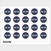 Elegant Chic Blue Circle Two Monogram Initiaal Ronde Sticker (Vel)