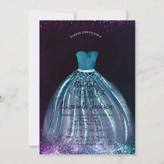 Elegant Chic Blue Dress, Vrijgezellenfeest Kaart (Voorkant)