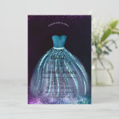 Elegant Chic Blue Dress, Vrijgezellenfeest Kaart (Staand voorkant)