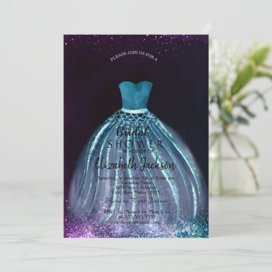 Elegant Chic Blue Dress, Vrijgezellenfeest Kaart (Staand voorkant)