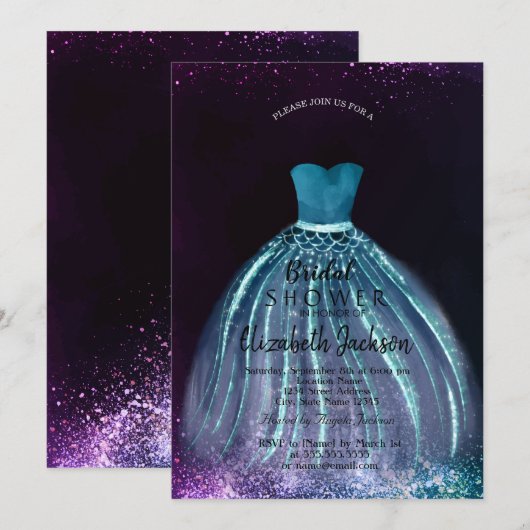 Elegant Chic Blue Dress, Vrijgezellenfeest Kaart (Voorkant / Achterkant)