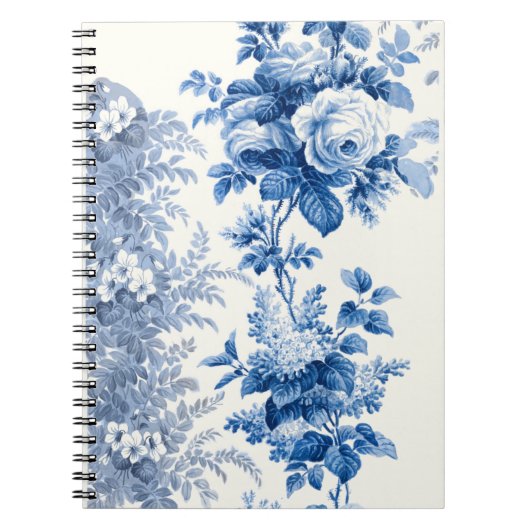 Elegant Chic Blue  Floral Notitieboek (Voorkant)