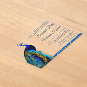 Elegant Chic Blue Glitter Peacock Indian Wedding Acryl Uitnodigingen (Laagn)