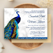 Elegant Chic Blue Glitter Peacock Indian Wedding Kaart
