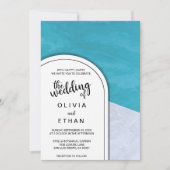 Elegant chic blue gray rustiding Wedding Invitatio Kaart (Voorkant)