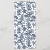 Elegant  Chic Blue Horse Toile Menu (Achterkant)