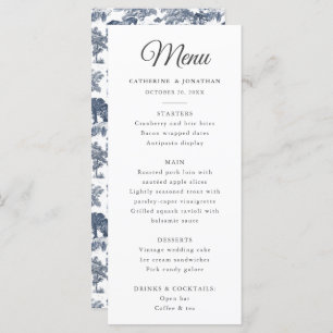 Elegant Chic Blue Horse Toile Menu