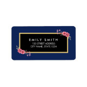 Elegant Chic Blue met Waterverf Floral Adres Etiket (Voorkant)