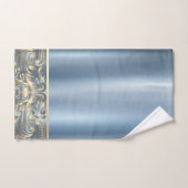 Elegant Chic Blue Metallic Gold Swirls Bad Handdoek (Handdoek)