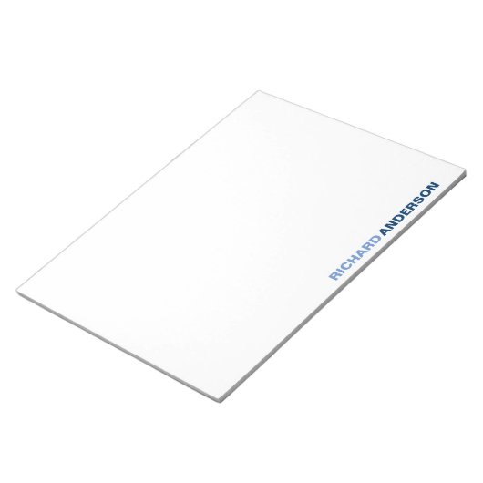 Elegant Chic Blue Modern Bold Font voor zijn naam Notitieblok (Schuin)