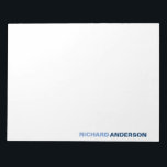 Elegant Chic Blue Modern Bold Font voor zijn naam Notitieblok<br><div class="desc">Het ontwerp kenmerkt uw eerste en familienaam in een gewaagde doopvonttypografie en twee verschillende schaduwen van blauw. U kunt de kleuren verder aanpassen met de optie 'Aanpassen'.</div>