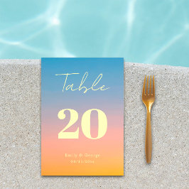 Elegant Chic Blue Oranje Modern Simple Wedding Kaart