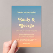 Elegant Chic Blue Oranje Sky Sunset Wedding Acryl Uitnodigingen (Insitu (Draagbaar))