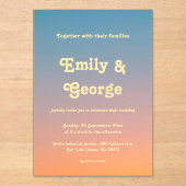 Elegant Chic Blue Oranje Sky Sunset Wedding Acryl Uitnodigingen (Voorkant)