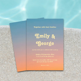 Elegant Chic Blue Oranje Sky Sunset Wedding Kaart