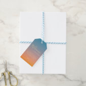 Elegant Chic Blue Oranje Sunset Modern Wedding Cadeaulabel (Met Touw)