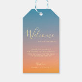 Elegant Chic Blue Oranje Sunset Modern Wedding Cadeaulabel (Voorkant)