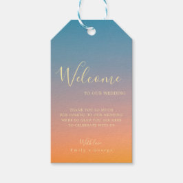 Elegant Chic Blue Oranje Sunset Modern Wedding Cadeaulabel