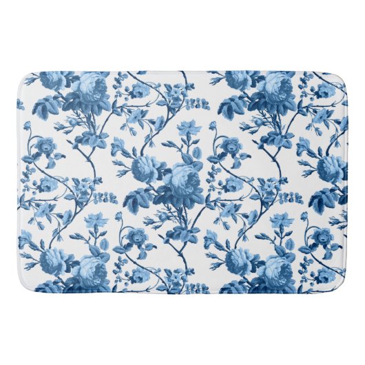 Elegant Chic  Blue Roos Floral Badmat (Voorkant)