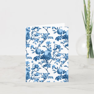 Elegant Chic  Blue Roos Floral Bedankkaart