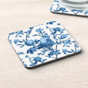 Elegant Chic  Blue Roos Floral Bier Onderzetter