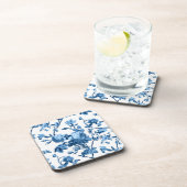 Elegant Chic  Blue Roos Floral Bier Onderzetter (Rechterzijde)