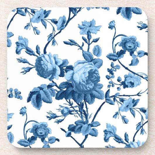 Elegant Chic  Blue Roos Floral Bier Onderzetter (Voorkant)