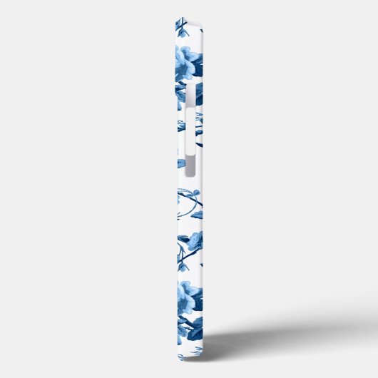 Elegant Chic  Blue Roos Floral Case-Mate iPhone Case (Achterkant / Links)