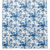 Elegant Chic  Blue Roos Floral Douchegordijn (Voorkant)
