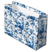 Elegant Chic  Blue Roos Floral Groot Cadeauzakje (Voorkant Gekanteld)
