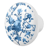Elegant Chic  Blue Roos Floral Keramische Knop (Rechts)