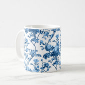Elegant Chic  Blue Roos Floral Koffiemok (Voorkant links)