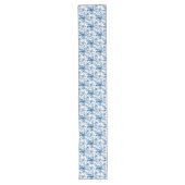Elegant Chic  Blue Roos Floral Lange Tafelloper (Voorkant)