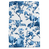 Elegant Chic  Blue Roos Floral Medium Cadeauzakje (Voorkant)