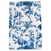 Elegant Chic  Blue Roos Floral Medium Cadeauzakje (Achterkant)