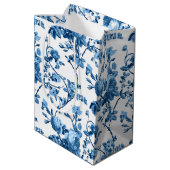 Elegant Chic  Blue Roos Floral Medium Cadeauzakje (Achterkant Gekanteld)