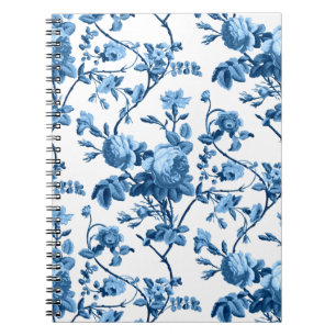 Elegant Chic  Blue Roos Floral Notitieboek