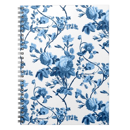 Elegant Chic  Blue Roos Floral Notitieboek (Voorkant)