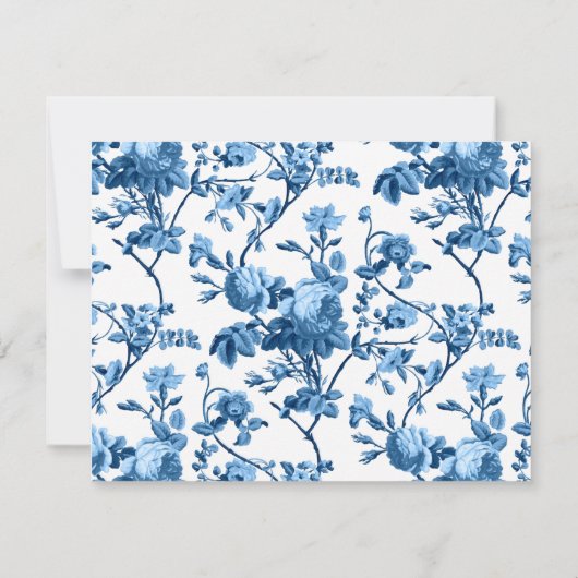 Elegant Chic  Blue Roos Floral Notitiekaartje (Achterkant)