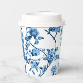 Elegant Chic  Blue Roos Floral Papieren Bekers (Achterkant)