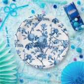 Elegant Chic  Blue Roos Floral Papieren Bordje (Feest)