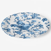 Elegant Chic  Blue Roos Floral Papieren Bordje (Gekanteld)