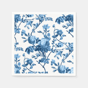 Elegant Chic  Blue Roos Floral Servet