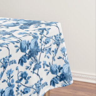 Elegant Chic  Blue Roos Floral Tafelkleed
